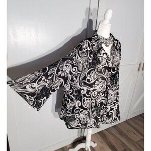 STUDIO 1940 TUNIC BLACK 3/4 SLEEVE POLYESTER SIZE 30/32(4X)